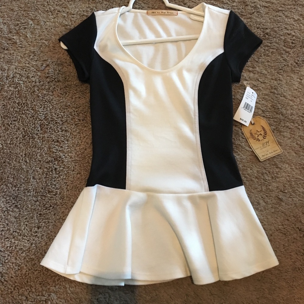 Black and white peplum top